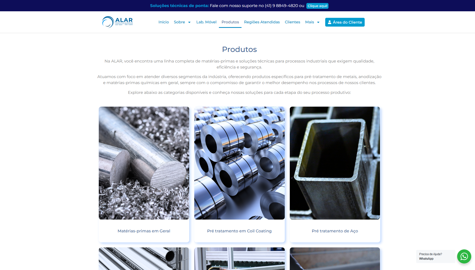 Site Institucional - Alar Produtos Químicos
