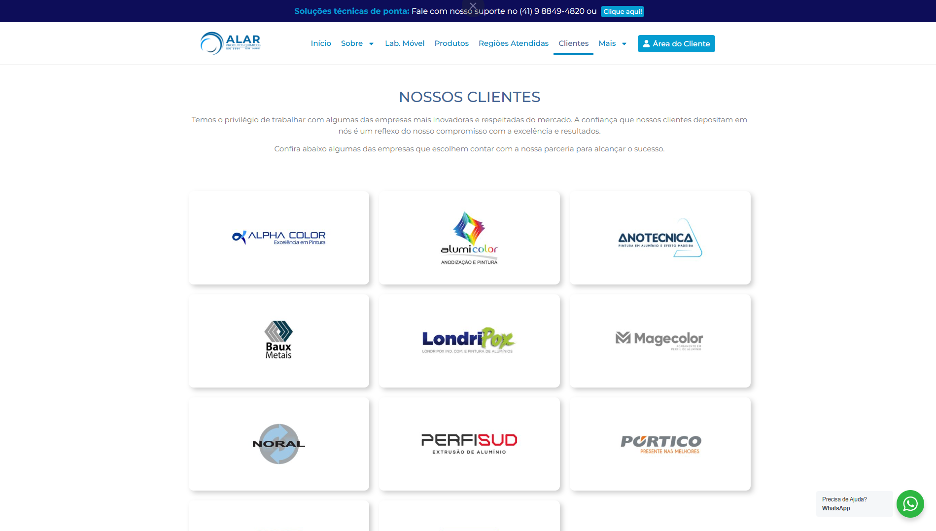 Site Institucional - Alar Produtos Químicos