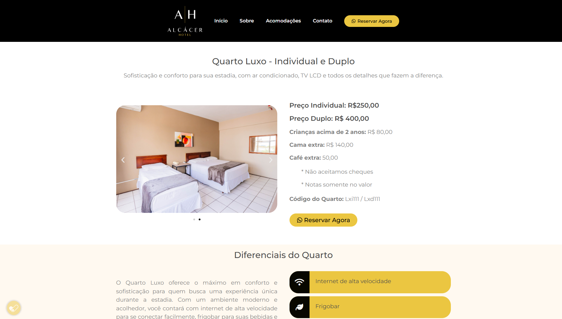 Site Institucional - Alcácer Hotel