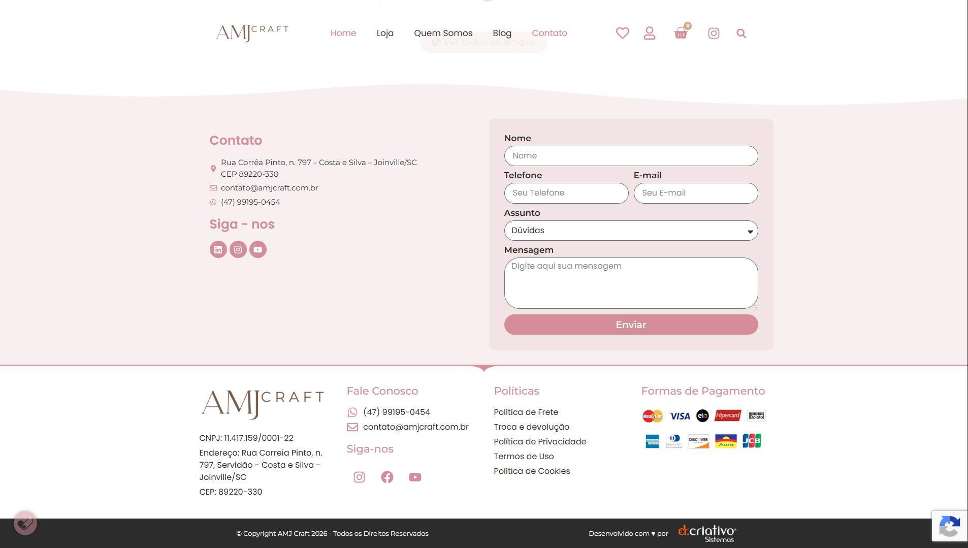 Loja Virtual - AMJ Craft