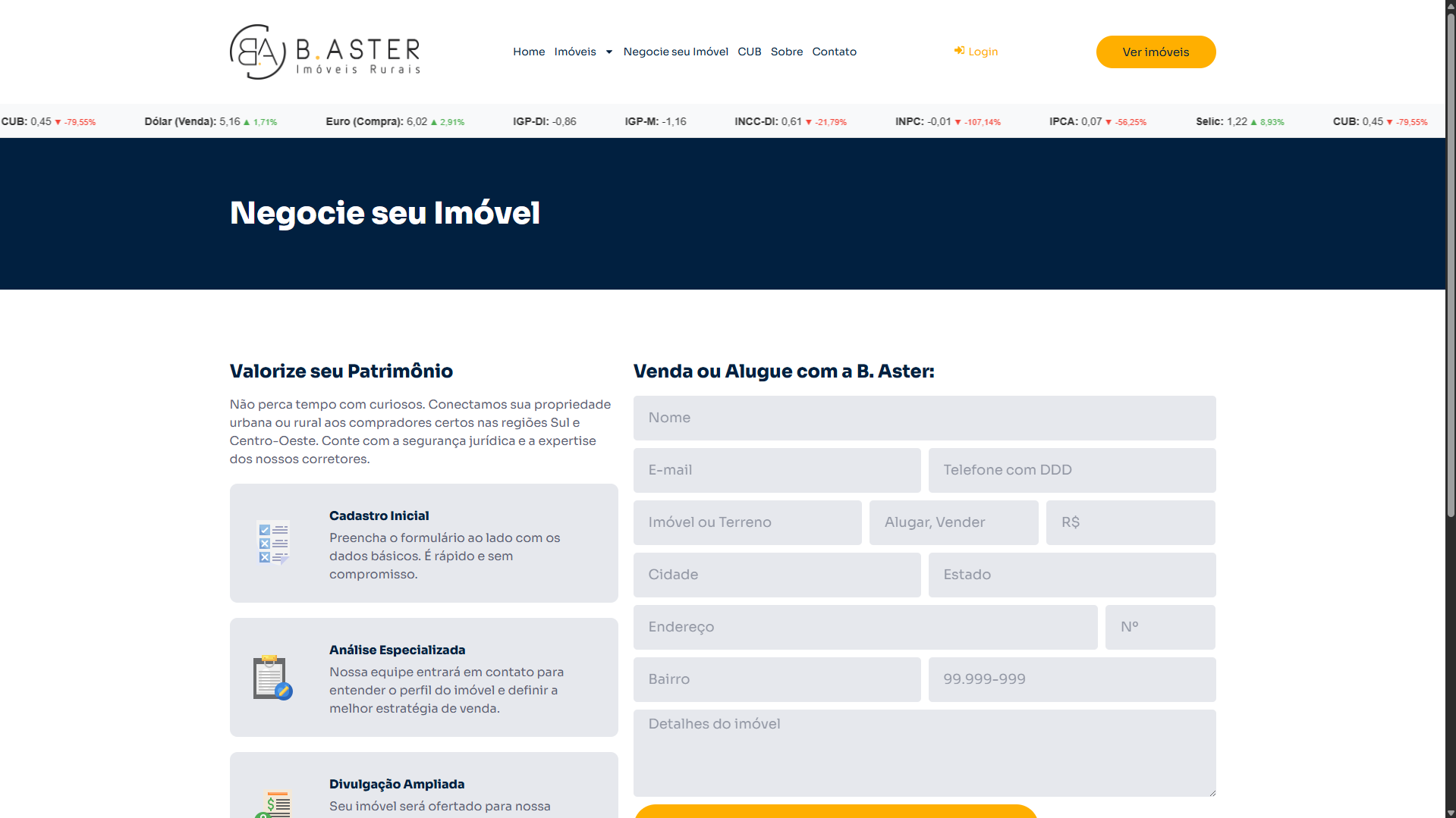 Portal Imobiliário - B. Aster Negócios