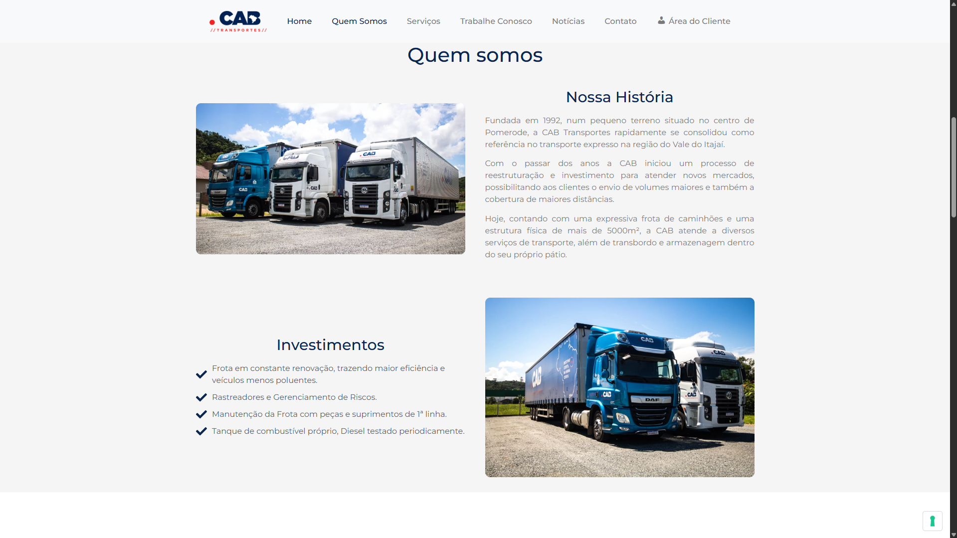 Site Institucional - CAB Transportes