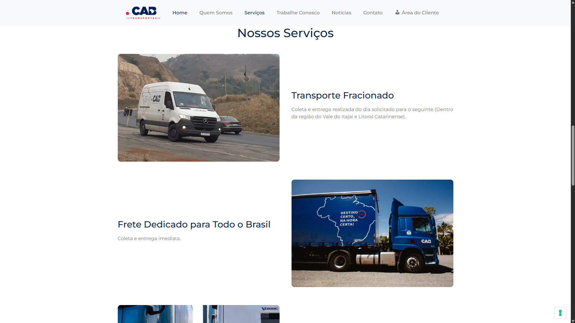 Site Institucional - CAB Transportes