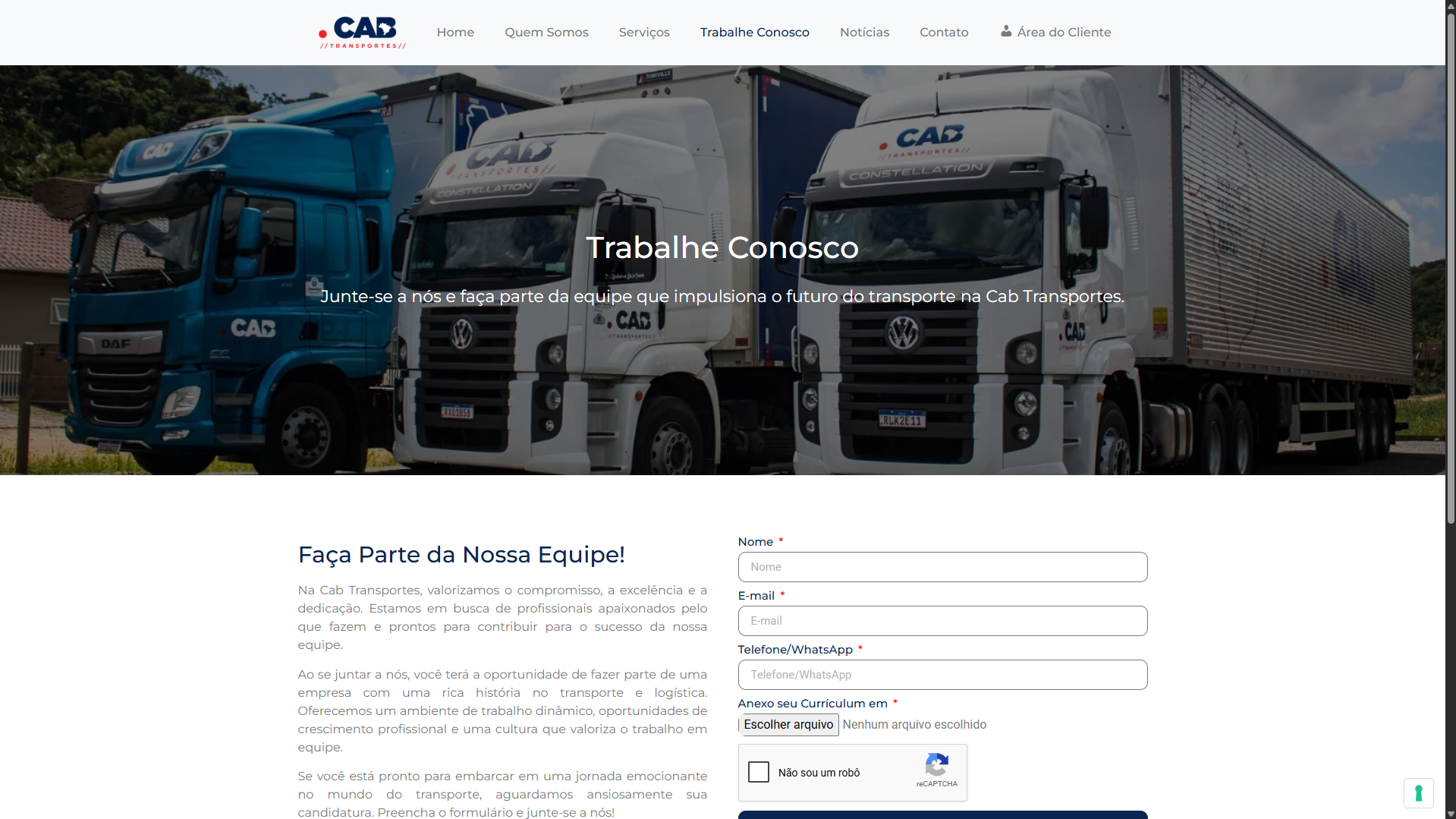 Site Institucional - CAB Transportes