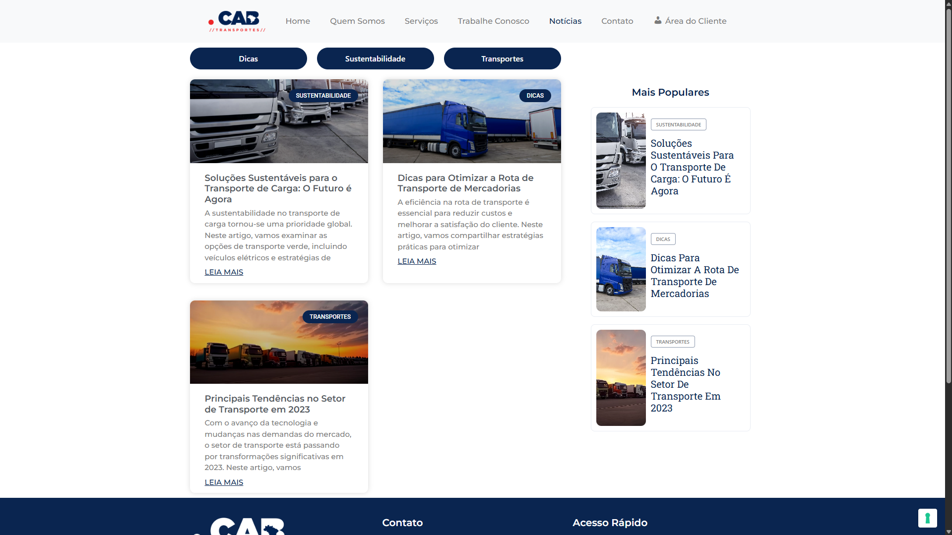 Site Institucional - CAB Transportes