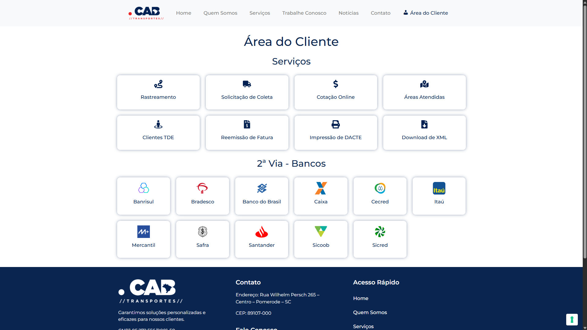 Site Institucional - CAB Transportes