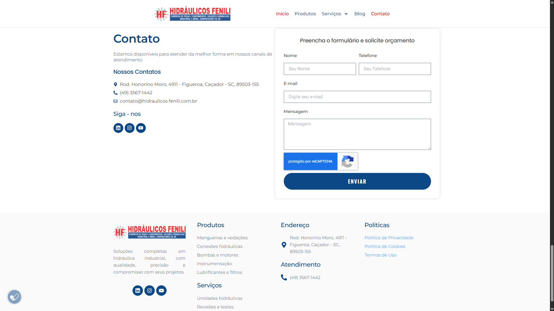 Site Institucional - Hidráulicos Fenili