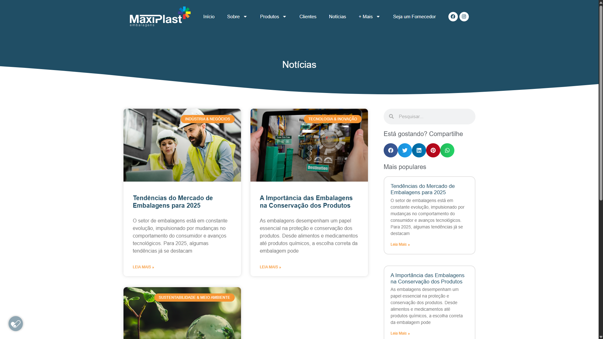 Site Institucional - Maxiplast