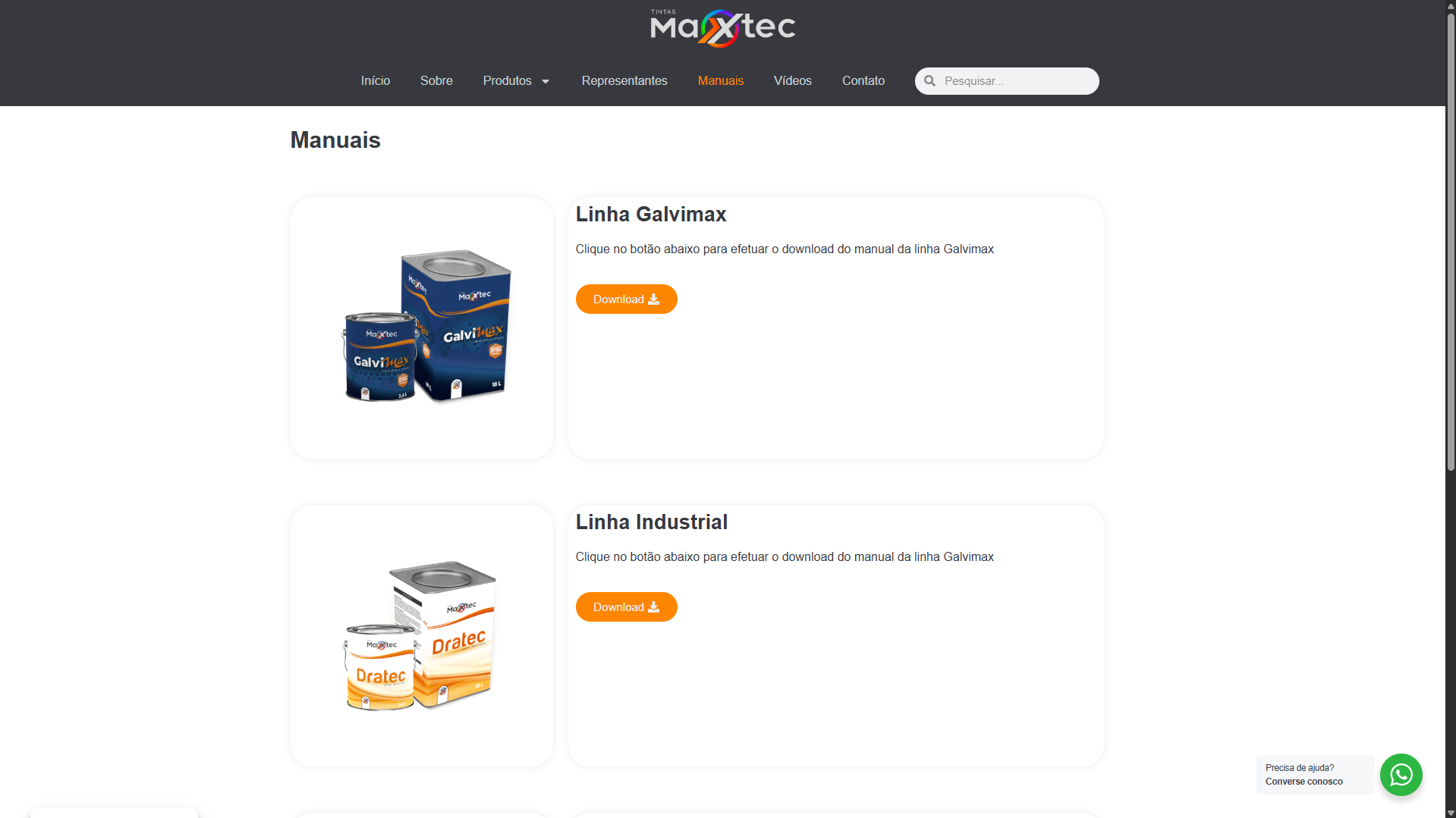 Site Institucional - MaxxTec Tintas