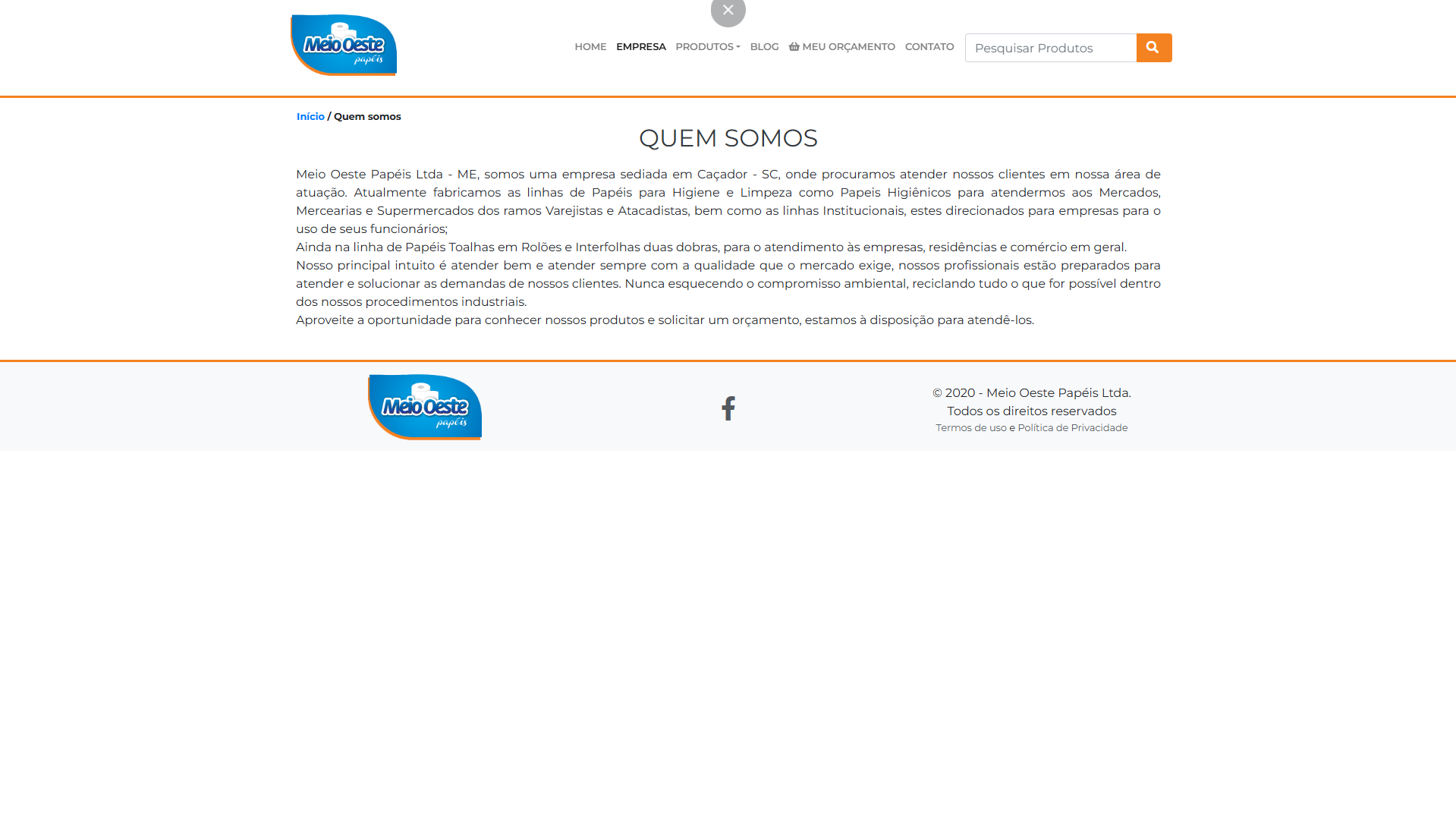 Site Institucional - Meio Oeste Papéis