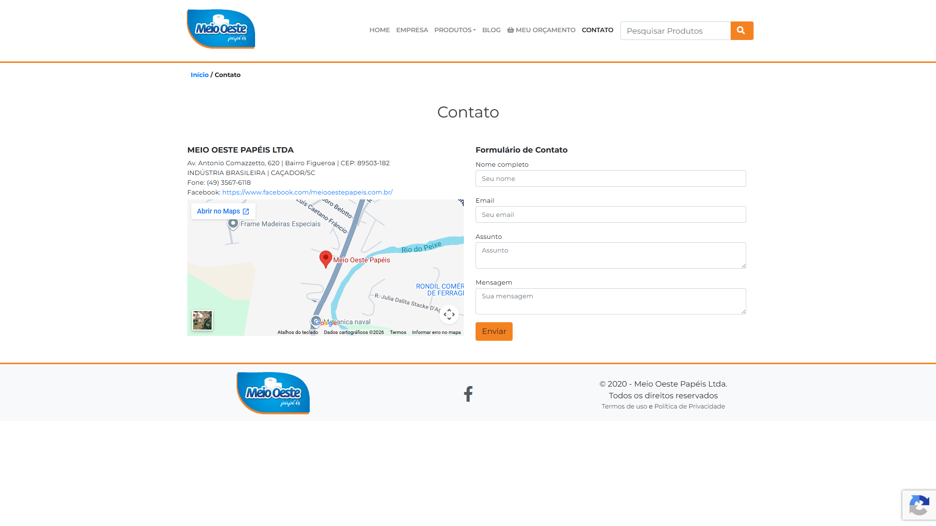Site Institucional - Meio Oeste Papéis