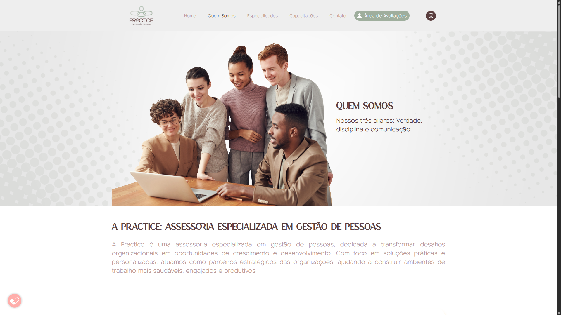 Site Institucional - Practice Gestão de Pessoas