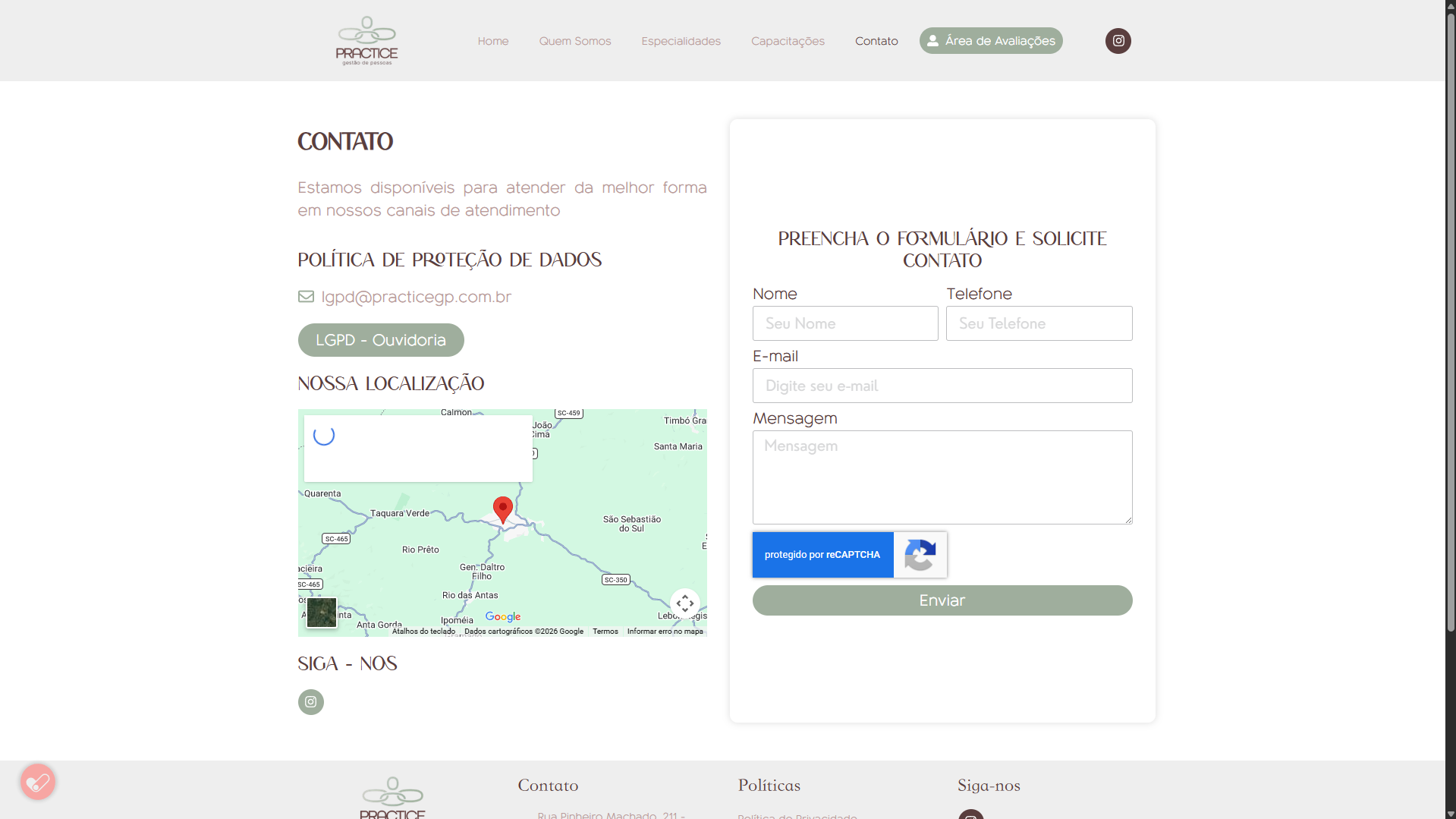 Site Institucional - Practice Gestão de Pessoas