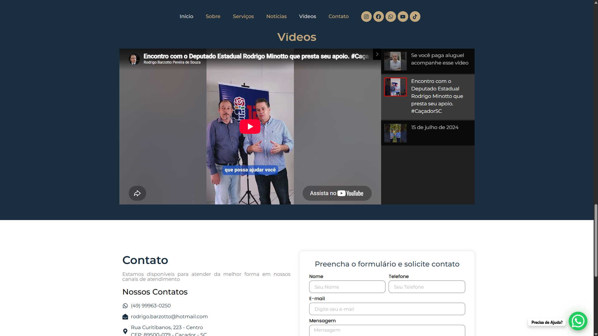 Site Institucional - Dr. Rodrigo Barzotto