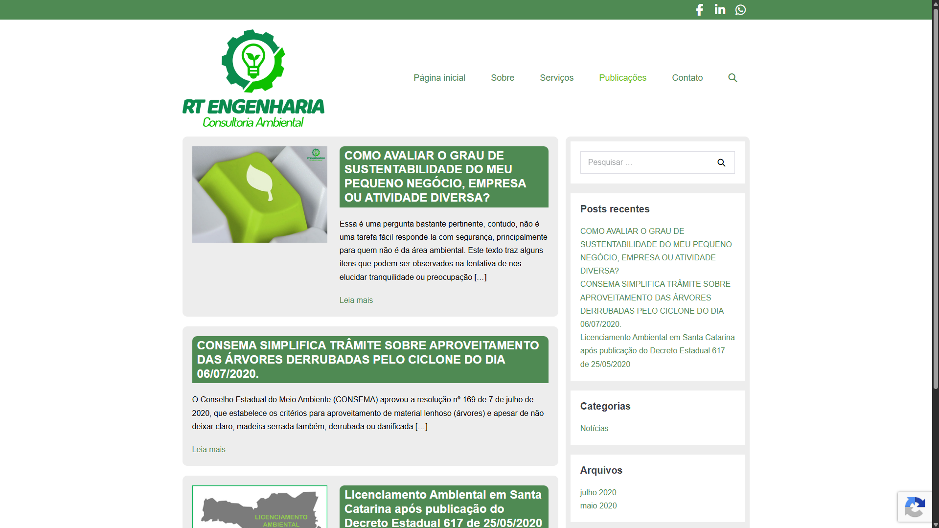 Site Institucional - RT Engenharia e Projetos