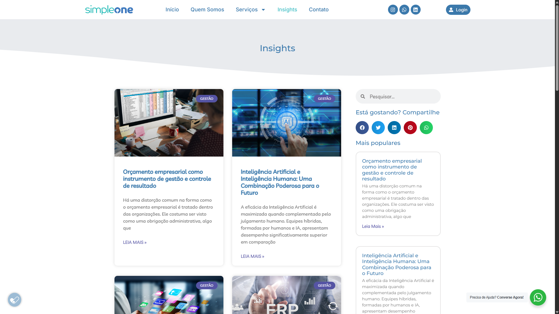 Site Institucional - SimpleOne Consultoria