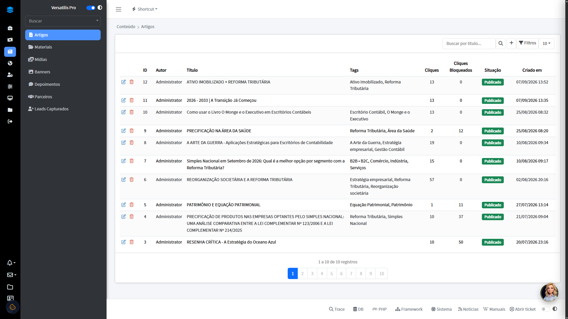 Plataforma de Conteúdo Contábil - Versatilis Pro