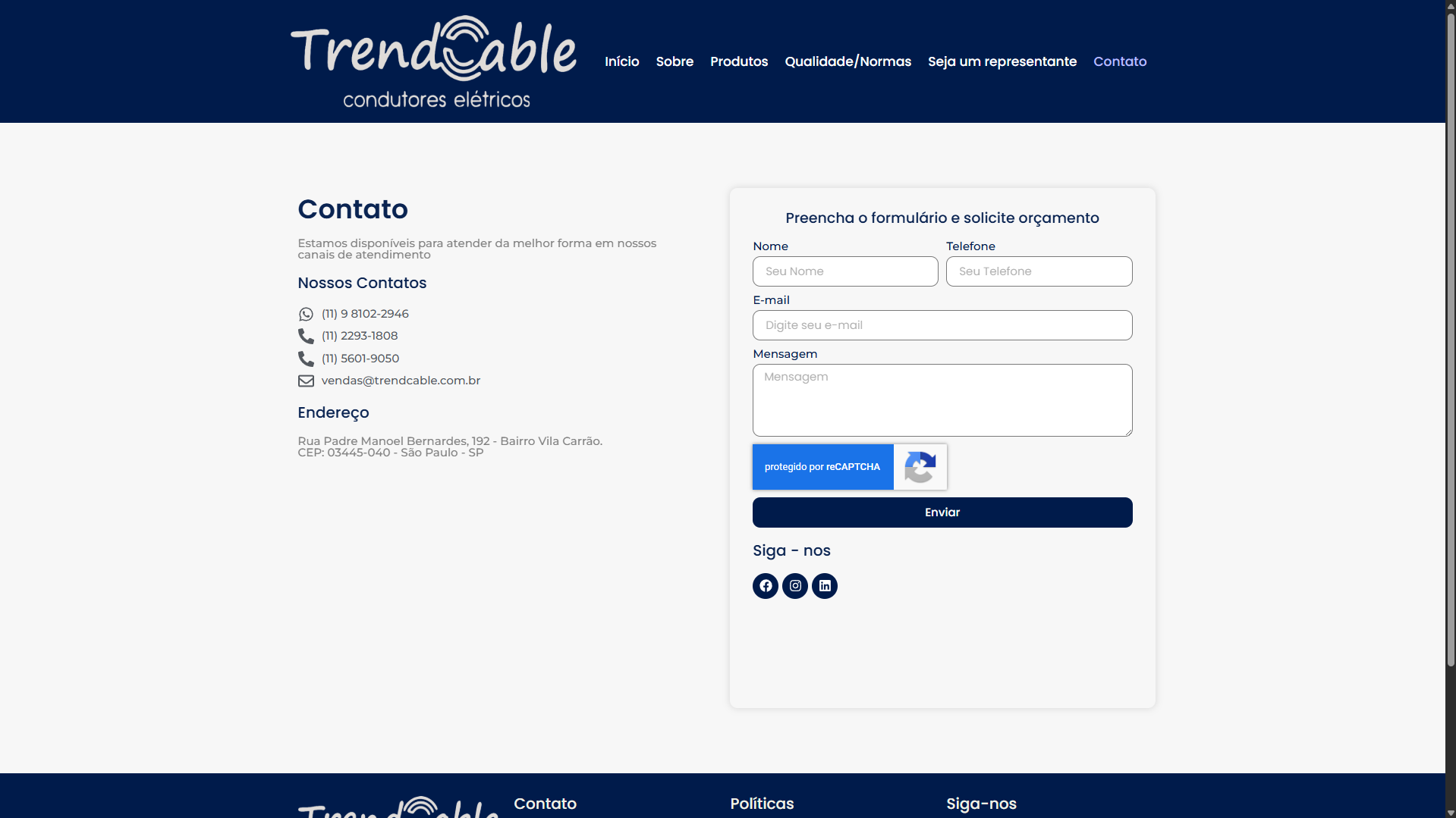 Site Institucional - Trend Cable