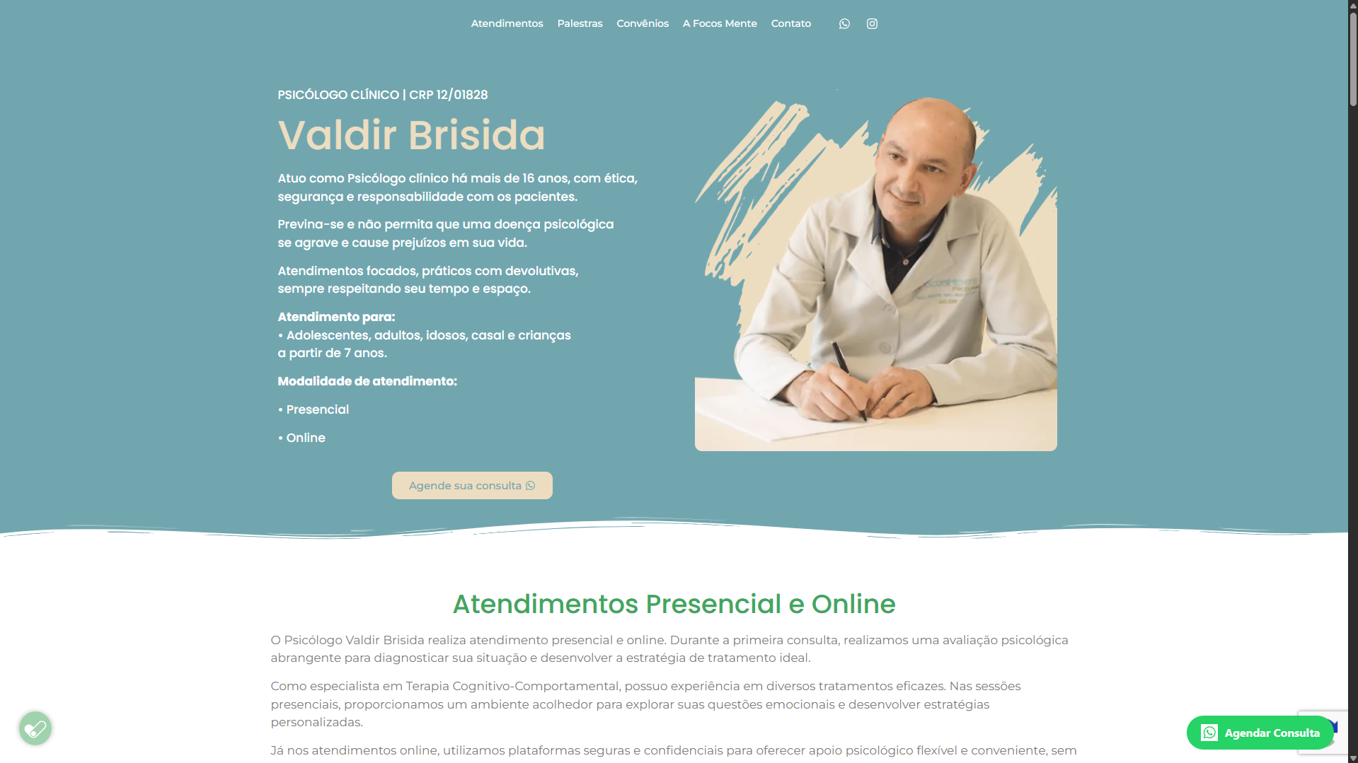 Site Institucional - Psicólogo Valdir Brisida
